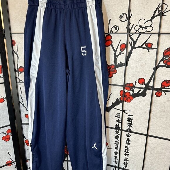 Jordan Mens Track pants Joggers Air Logo Casual Mens Size S Navy Blue White - Picture 2 of 5